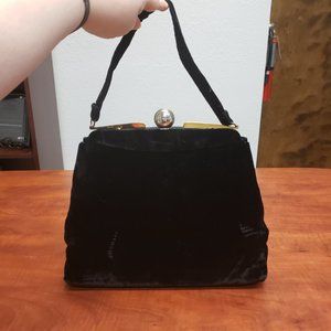 Vintage Black Velvet Handbag